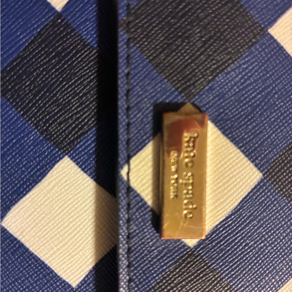 Kate Spade Navy and Cream Checkered Clutch - Picture 3 of 4